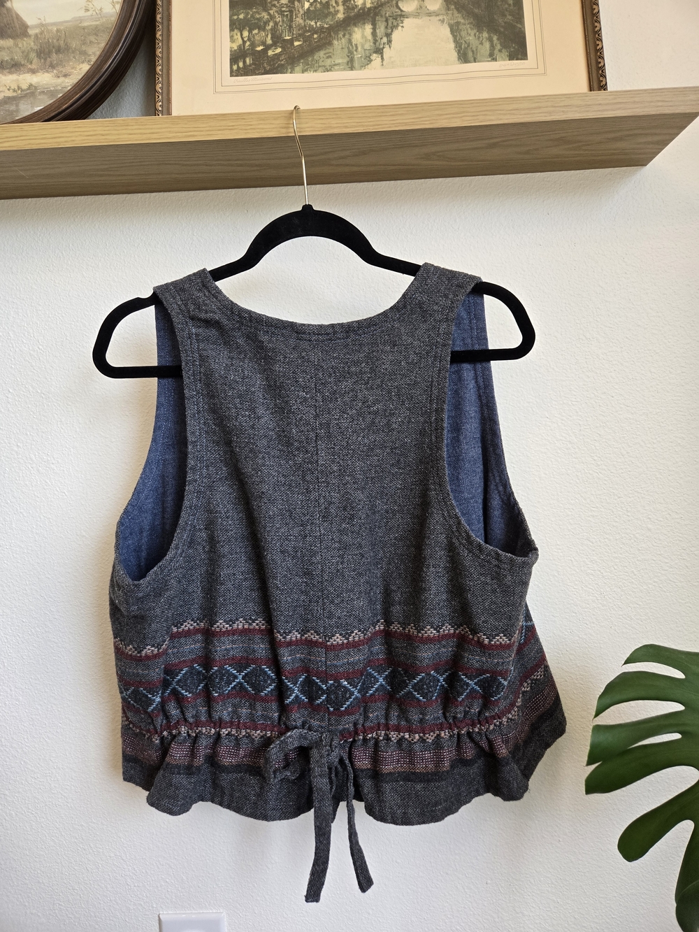 Vintage | Handmade Wool Knit Vest With Tie Back | Weatern